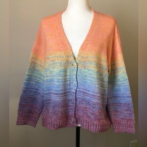 Dex pastel rainbow knit cardigan -size MEDIUM -soft ombre oversized sweater
